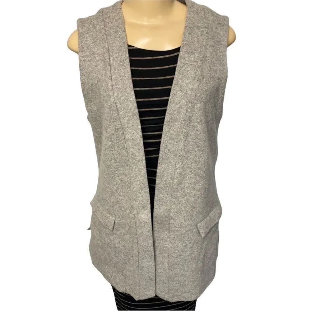 Anthropologie Elevenses Gray Wool Vest Pockets Academia Preppy Minimalist Twee